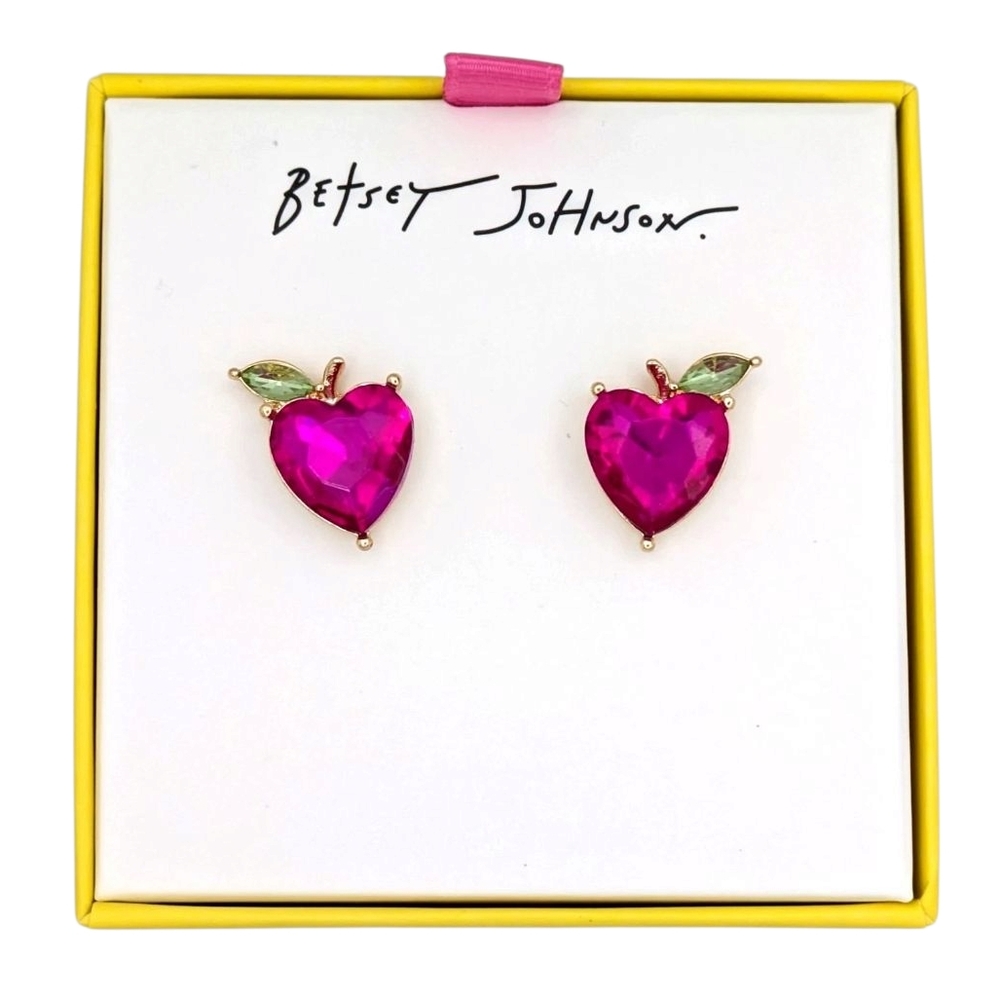 Betsey Johnson Fuchsia Heart Earrings